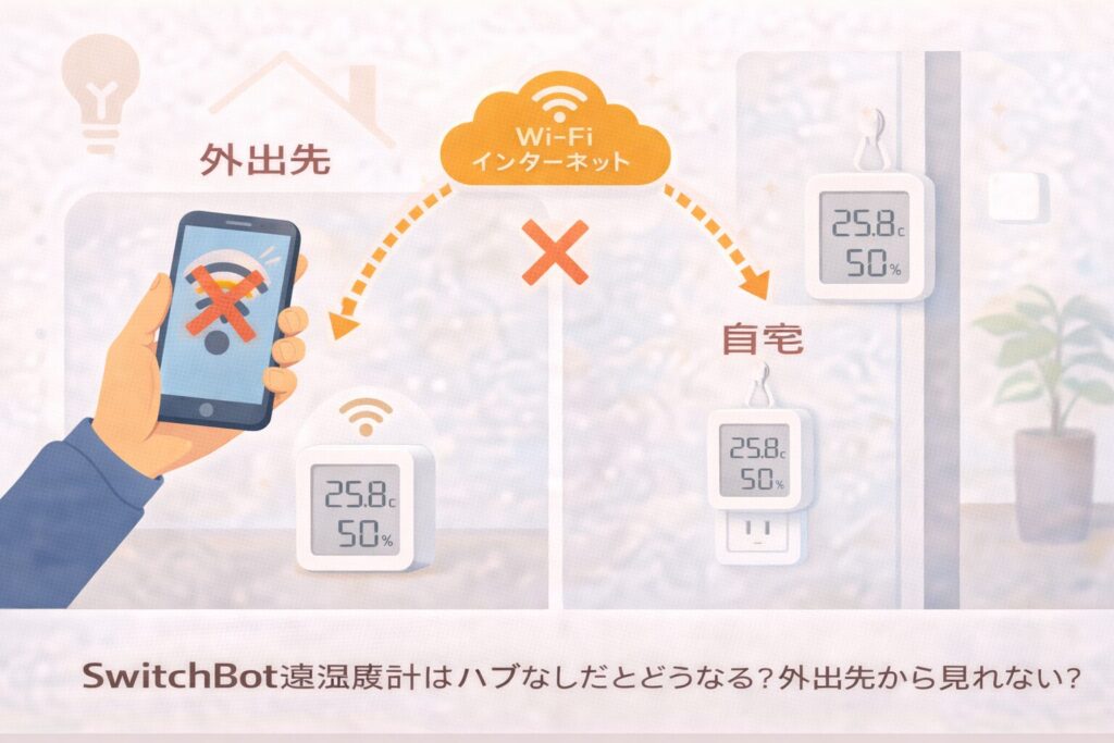 SwitchBot温湿度計はハブなしだとどうなる?外出先から見れない?