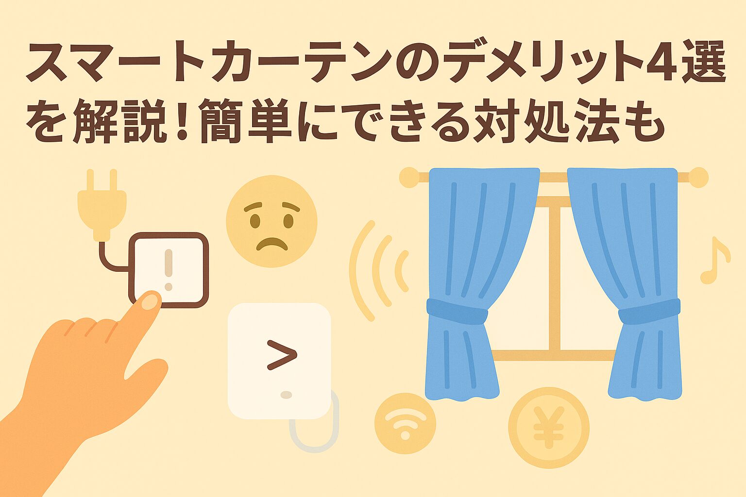 スマートカーテンのデメリットについて解説しているブログのアイキャッチ画像