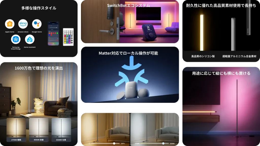 機能を説明しているフロアライトの画像