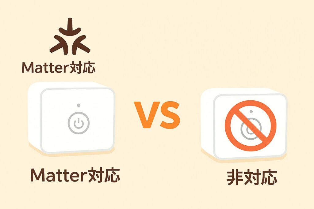 Matter対応と非対応との違いを解説している画像