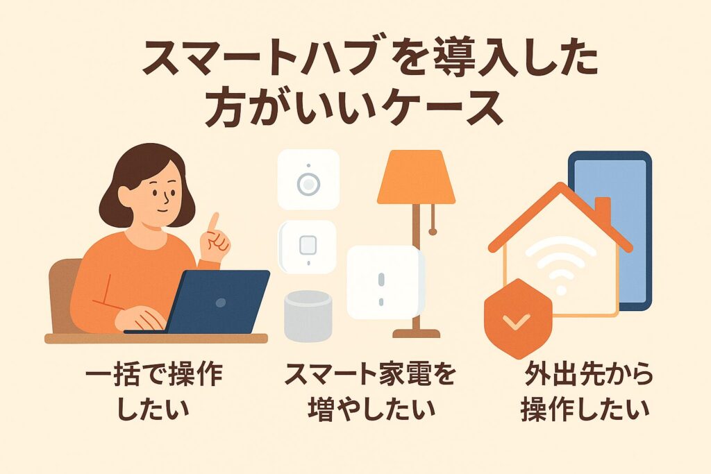 スマートハブを導入したほうがいいケースを紹介している画像