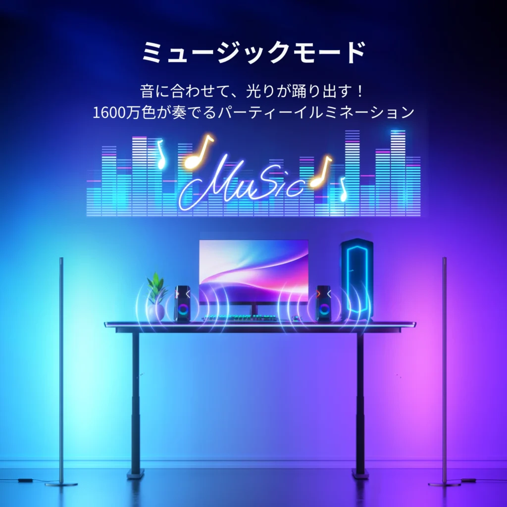 フロアライトのミュージックモードを説明している画像
