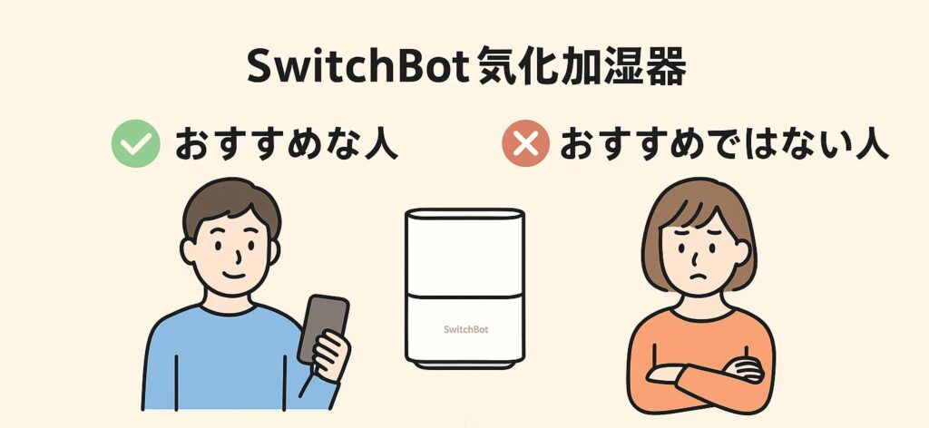 スイッチボット気化加湿器のおすすめかどうかを説明する画像
