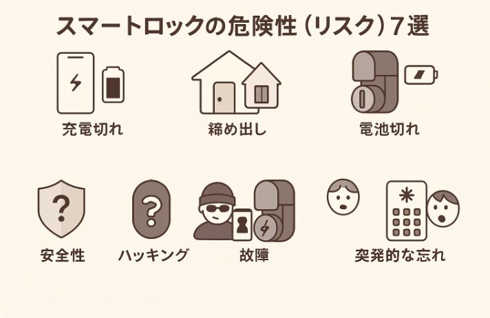 スマートロック危険性のリスク7選を説明する画像