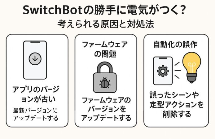スイッチボットの勝手に電気が付く考えられる原因と対処法の画像