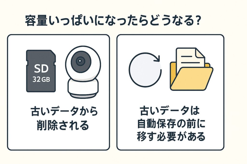 SDカードが容量いっぱいになったらどうなるかを説明している画像