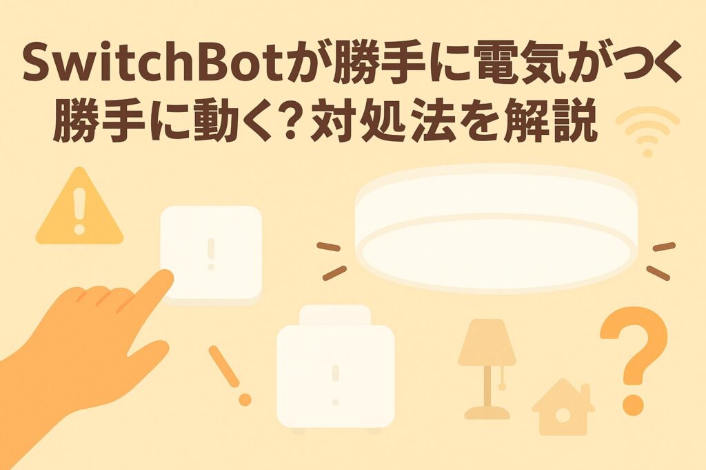 スイッチボットが勝手に電気が付くことに関するブログのアイキャッチ画像
