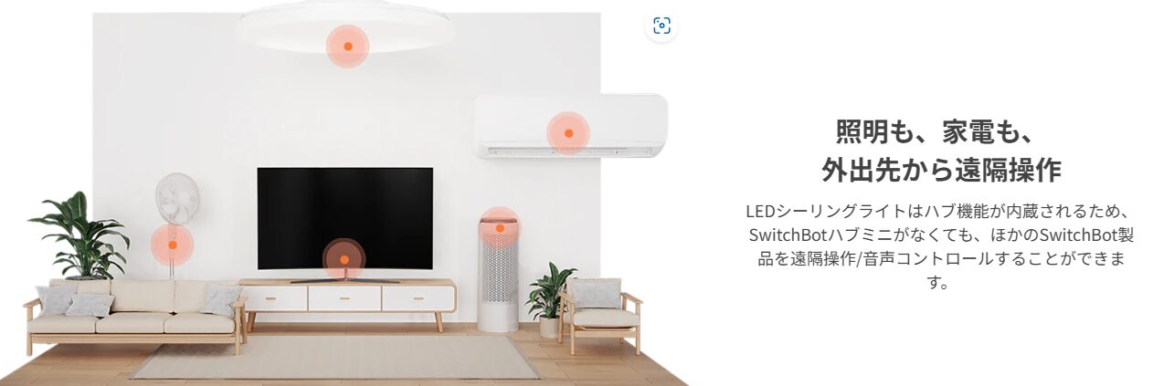 シーリングライトのハブ機能があることを説明している画像