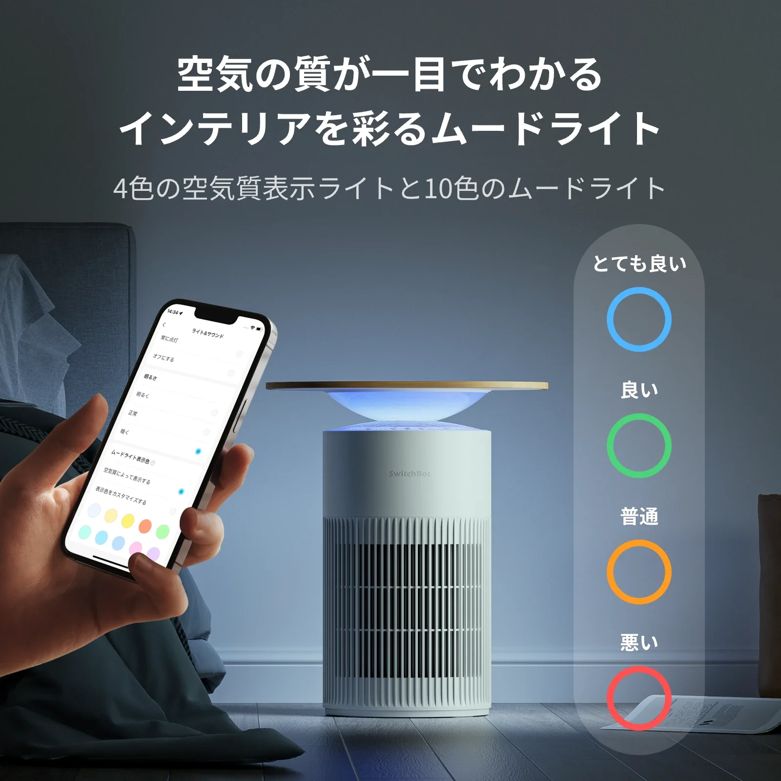 公式：空気の質が色でわかることを説明している画像