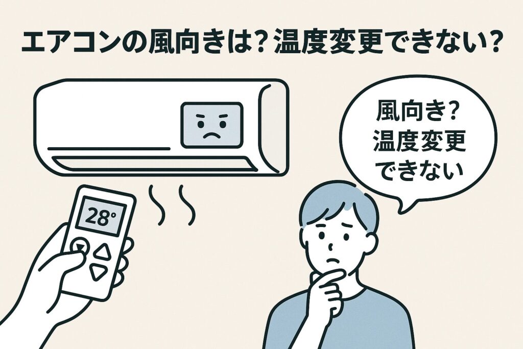 エアコンの風向きや温度変更について説明する画像