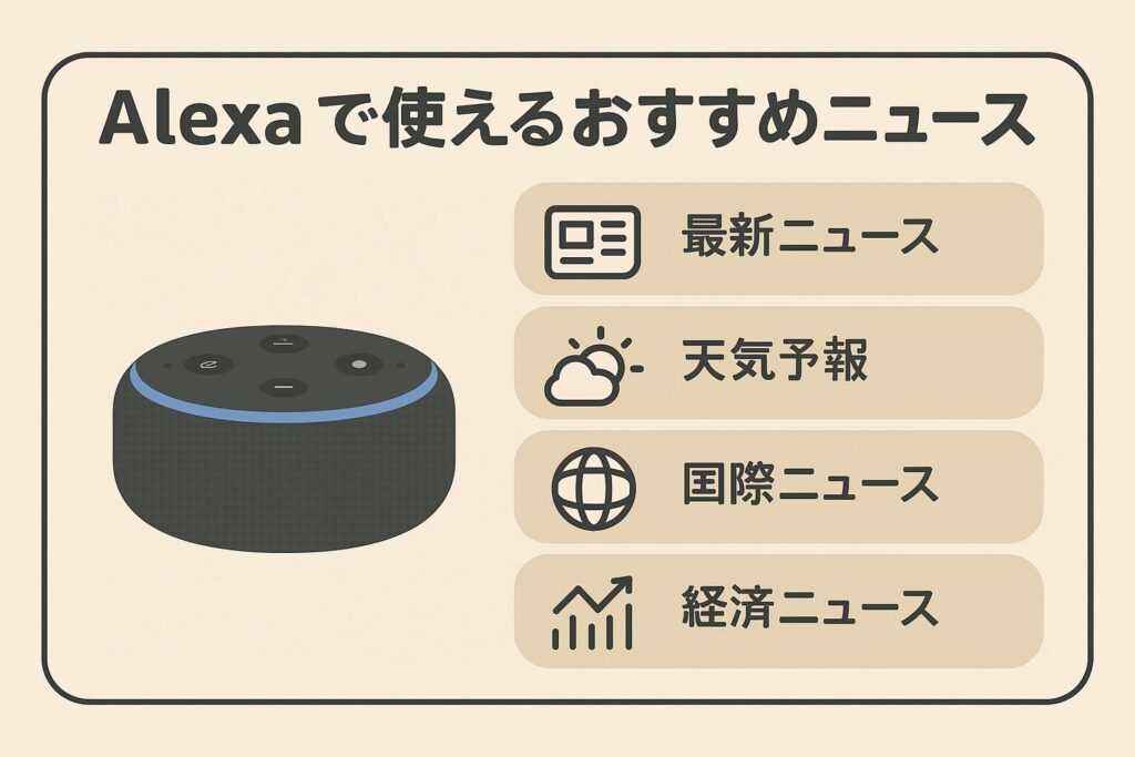 アレクサで使えるおすすめニュースの一覧を説明している画像