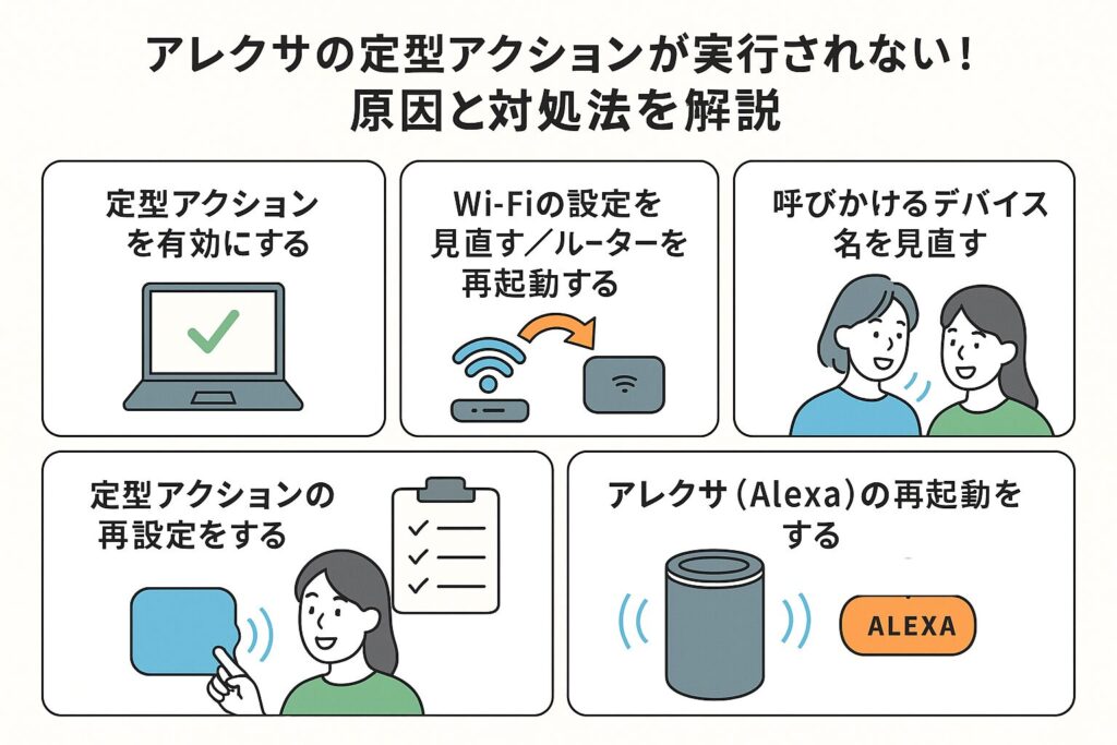 アレクサの定型アクションが実行できないときにできる対処法を説明する画像