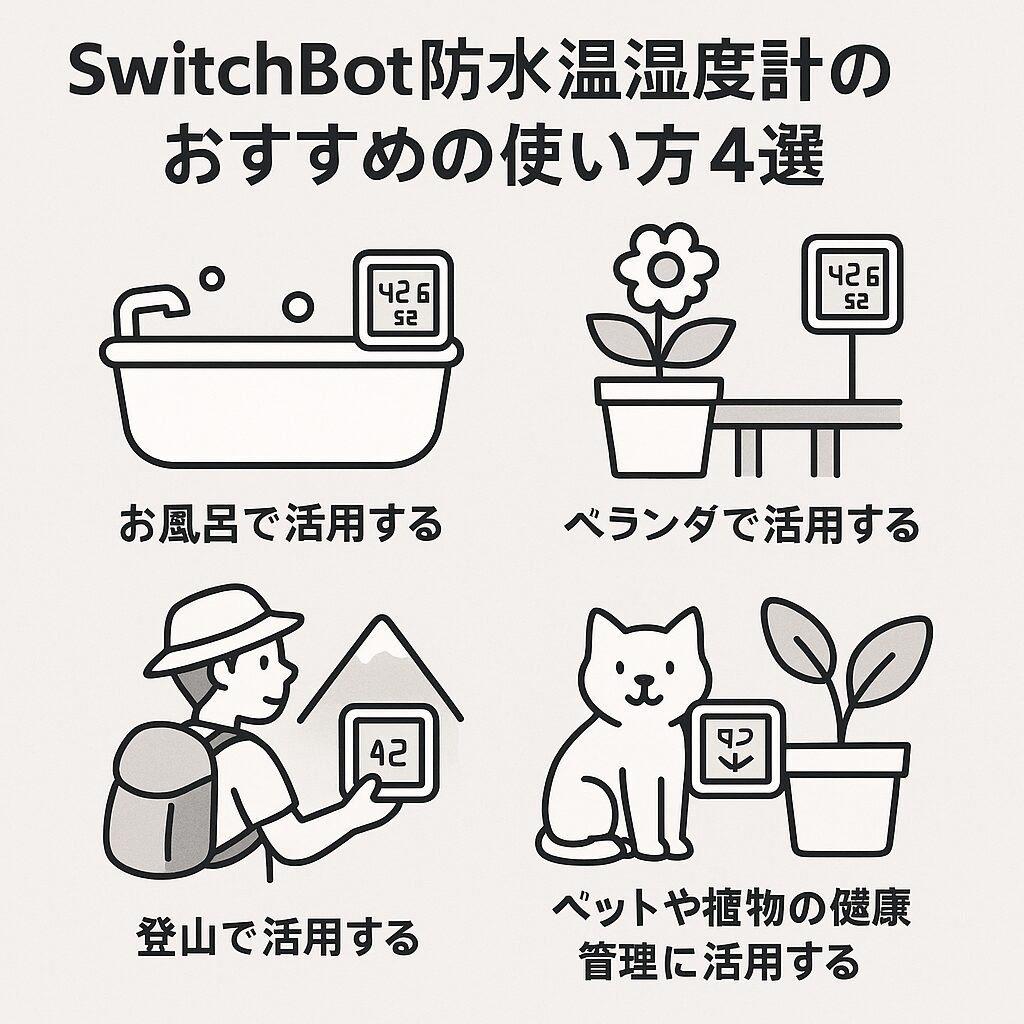 防水温湿度計のおすすめの使い方を説明する画像