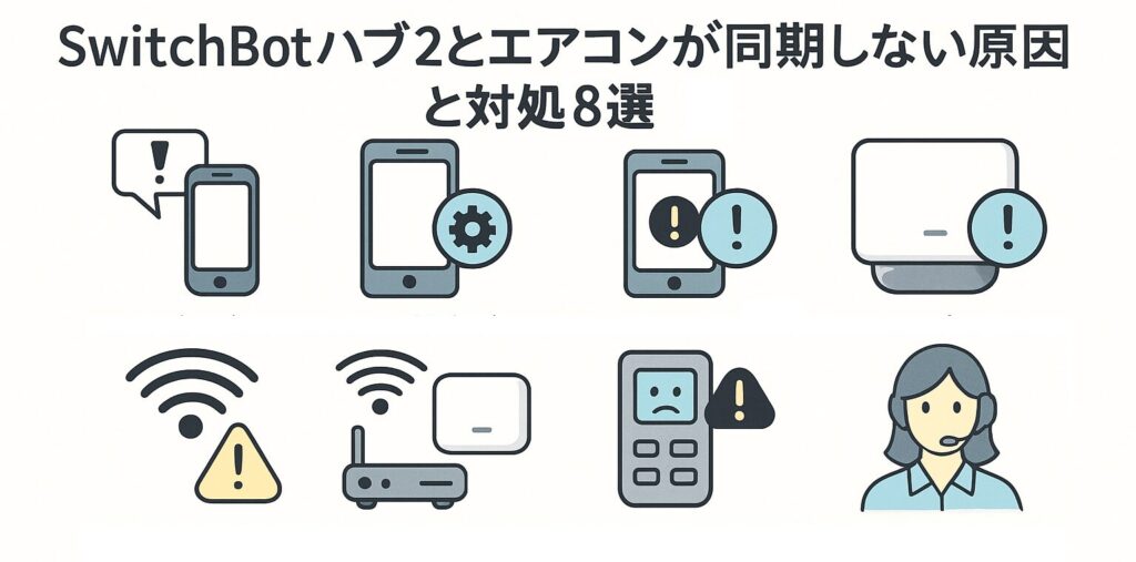 スイッチボットハブとエアコンが同期しない原因の画像