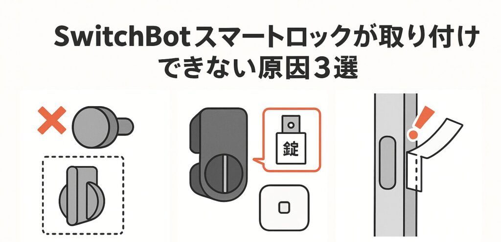 スマートロックが取り付けできない原因3選を説明する画像