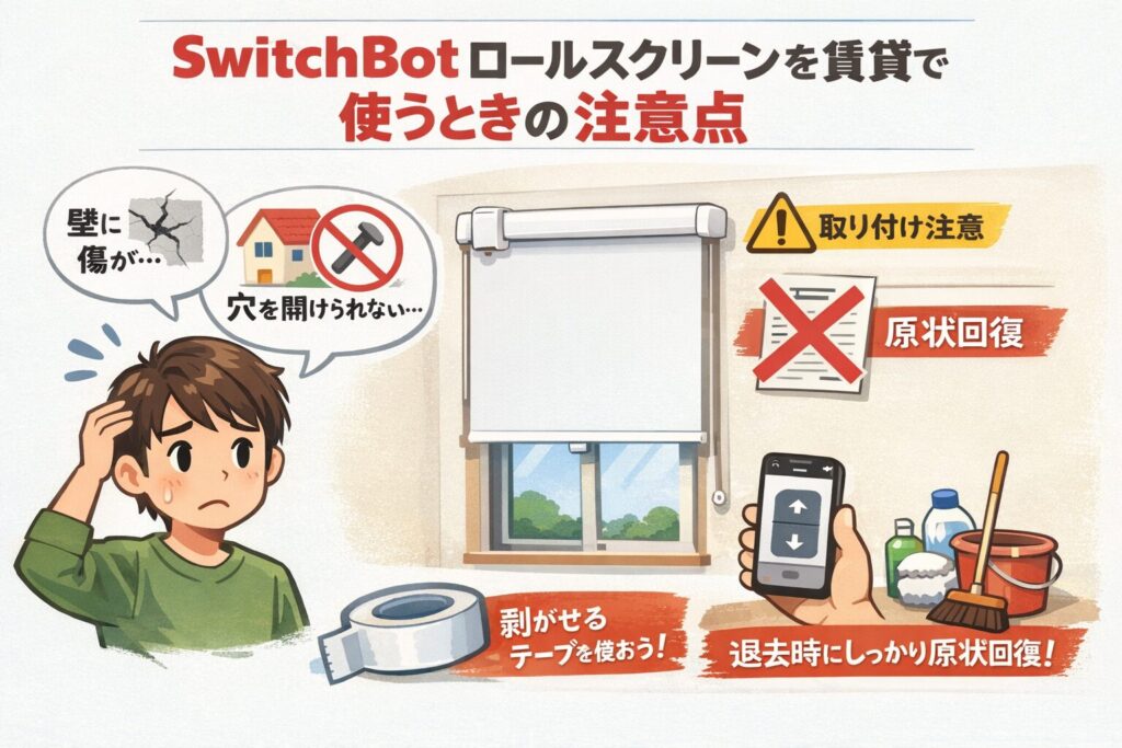 SwitchBotロールスクリーンを賃貸で使うときの注意点