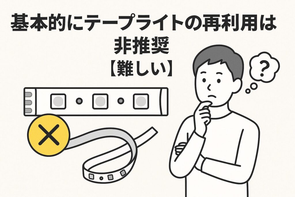 テープライトの再利用は難しいことを示している画像