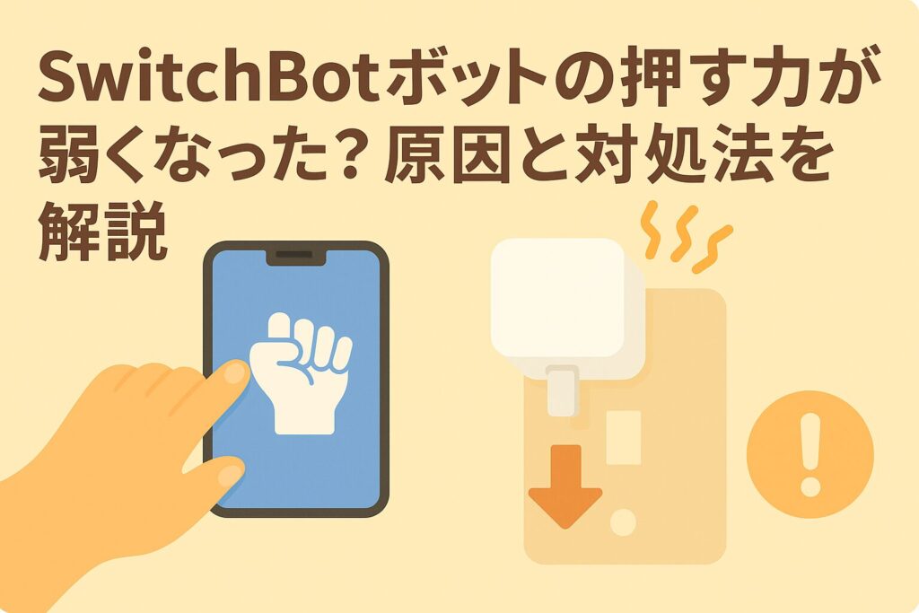 スイッチボットの押す力が弱くなったことを説明するブログのアイキャッチ画像