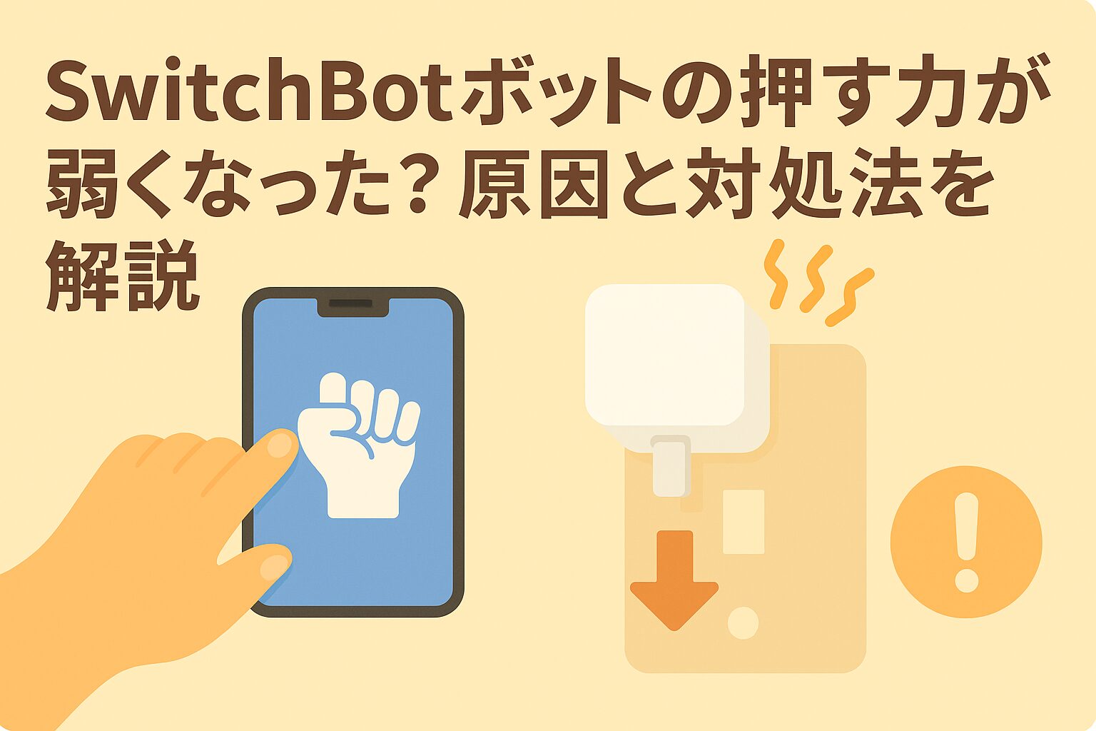 スイッチボットの押す力が弱くなったことを説明するブログのアイキャッチ画像
