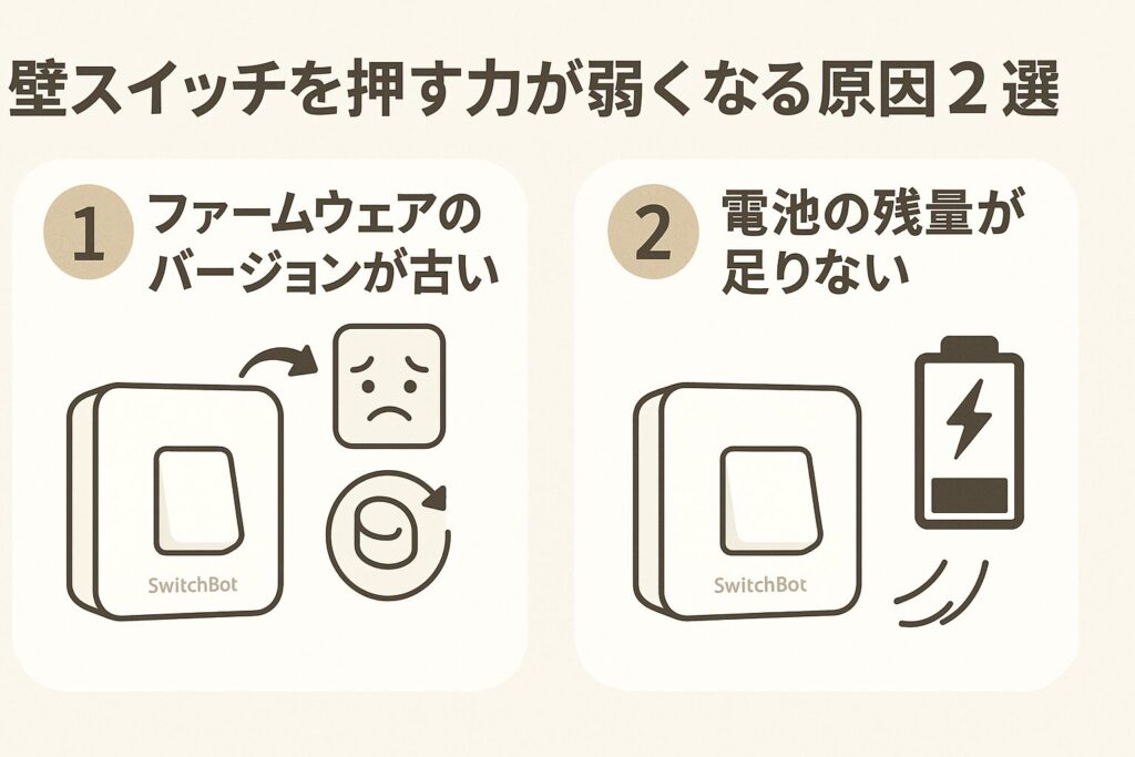 壁スイッチを押す力が弱くなる原因の画像