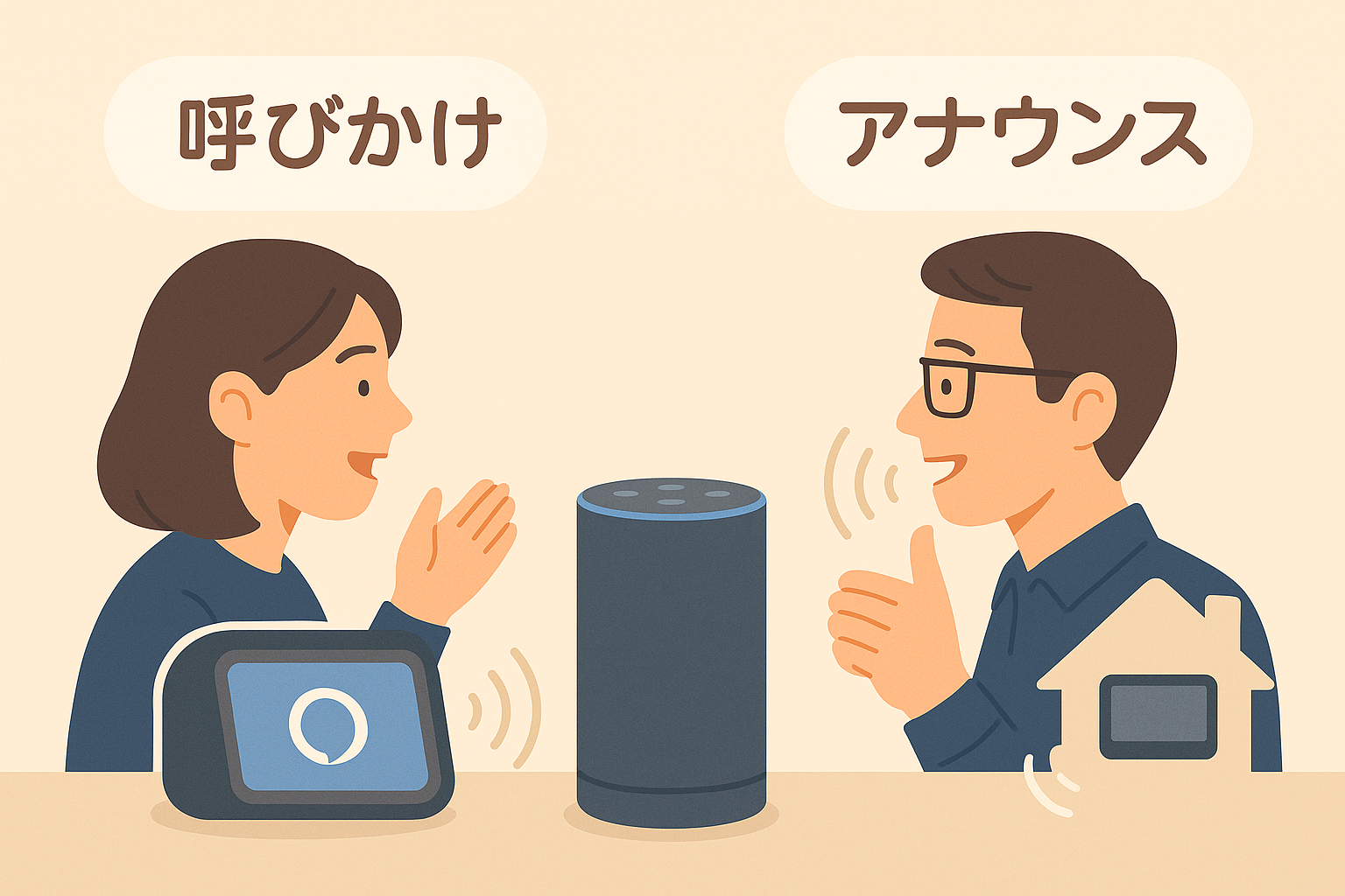 アレクサの呼びかけ、アナウンスを説明する画像