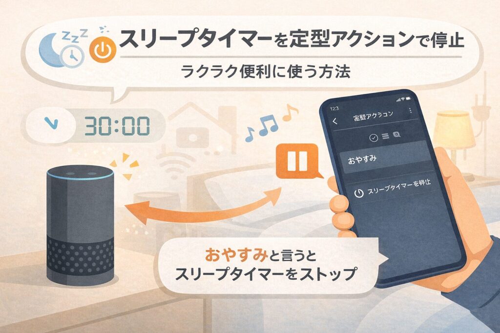 スリープタイマーをワンフレーズで停止できる便利な使い方