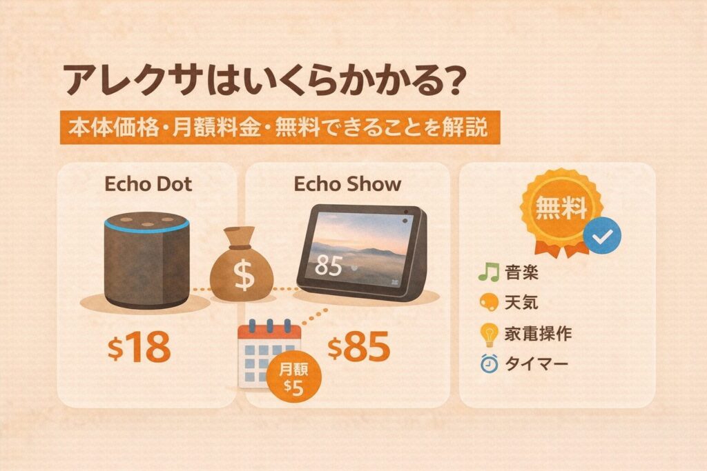 アレクサはいくらかかる?本体価格・月額料金・無料できることを解説